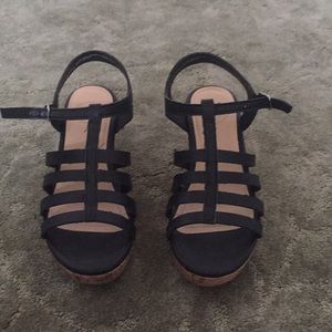 Black sandal wedges